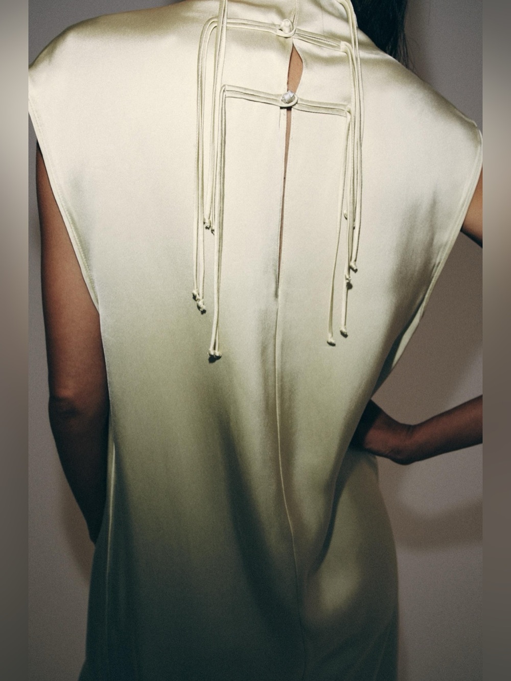 ZW Collection Zara Sleeveless Satin Maxi Dress frog fastening  in sea green POP - Picture 4 of 9